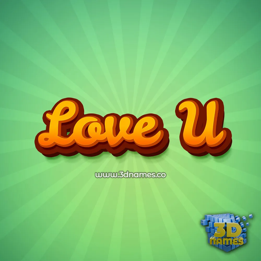 love u in Green Rays style - 3D name wallpaper