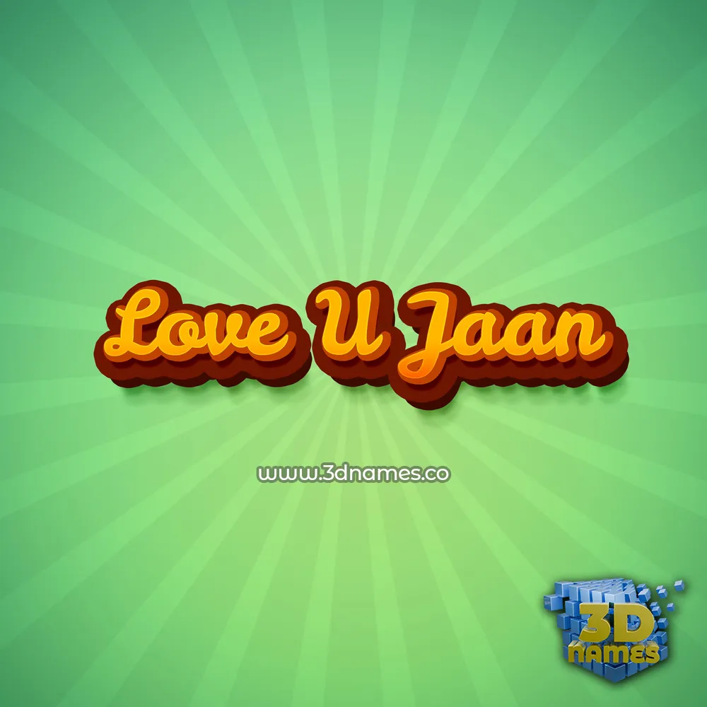 love u jaan in Green Rays style - 3D name wallpaper