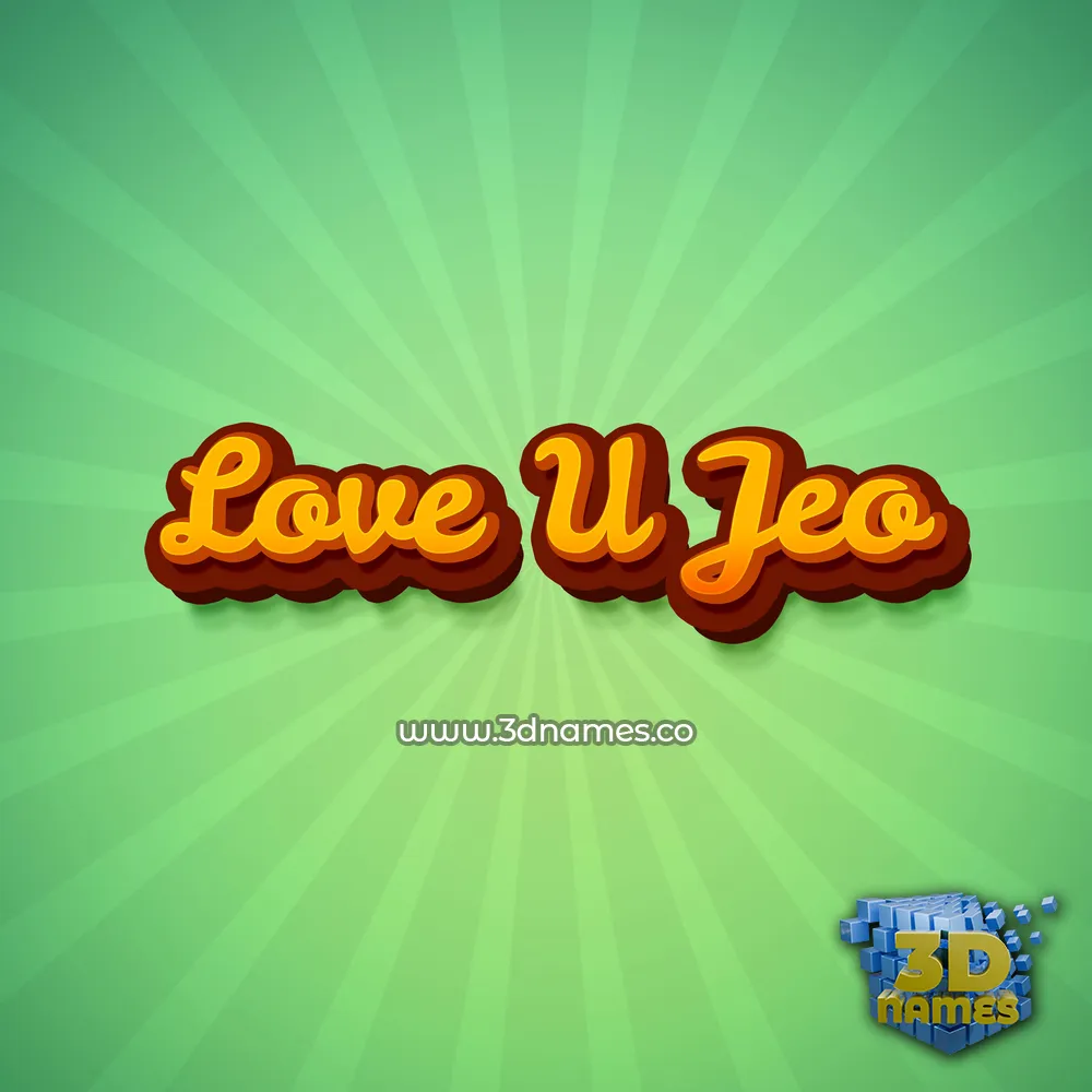 love u jeo in Green Rays style - 3D name wallpaper