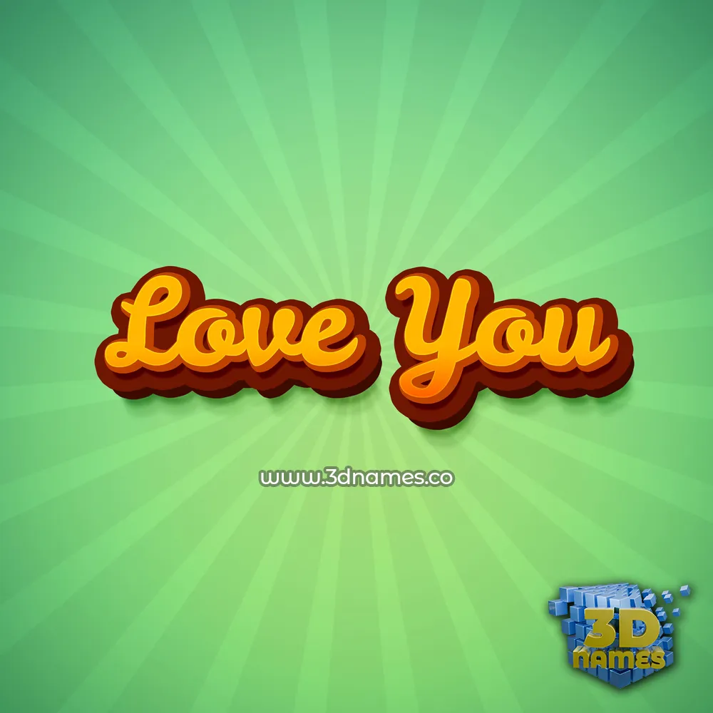 love you in Green Rays style - 3D name wallpaper