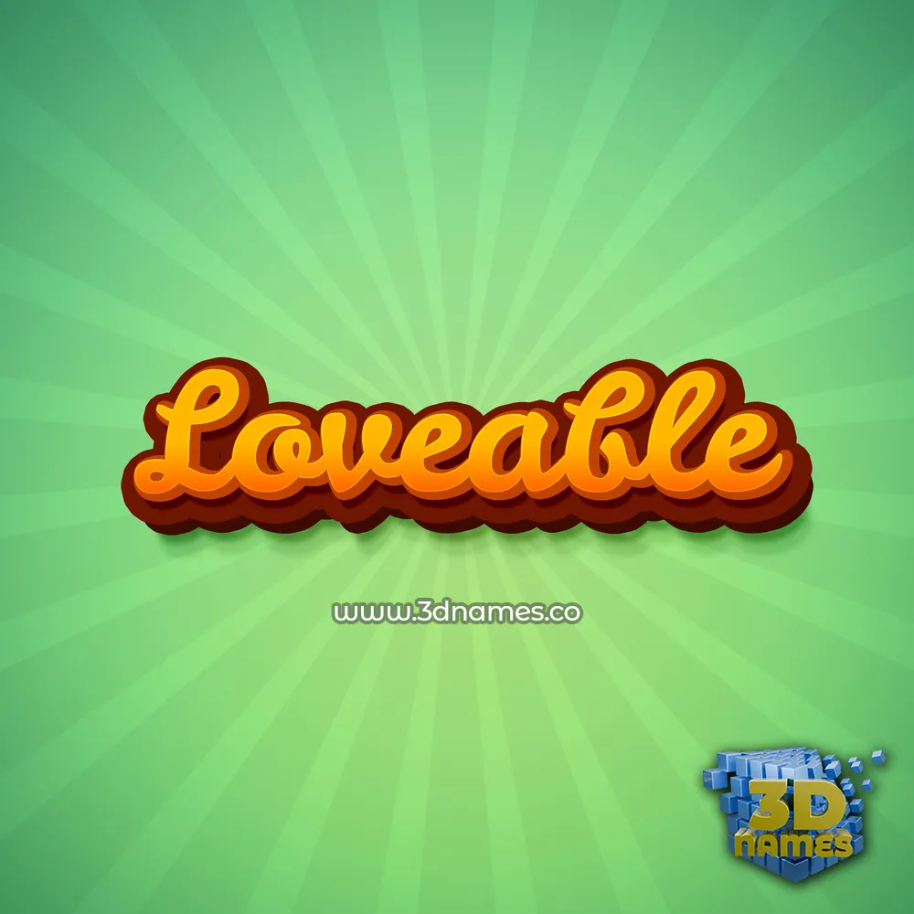 loveable in Green Rays style - 3D name wallpaper