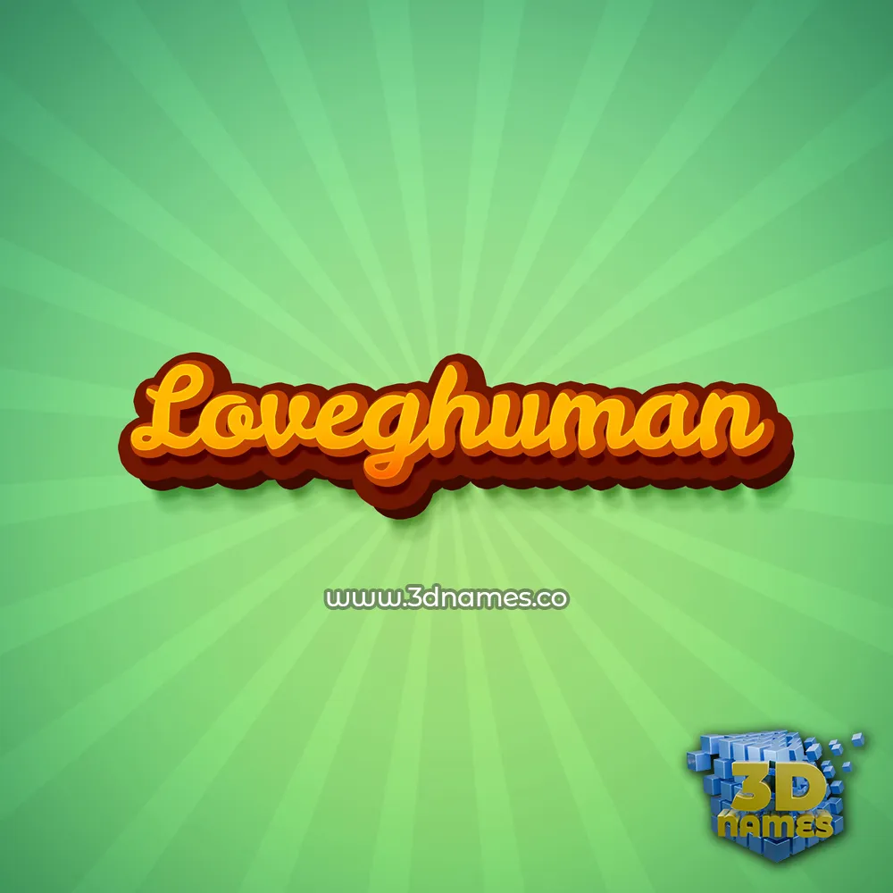 loveghuman in Green Rays style - 3D name wallpaper