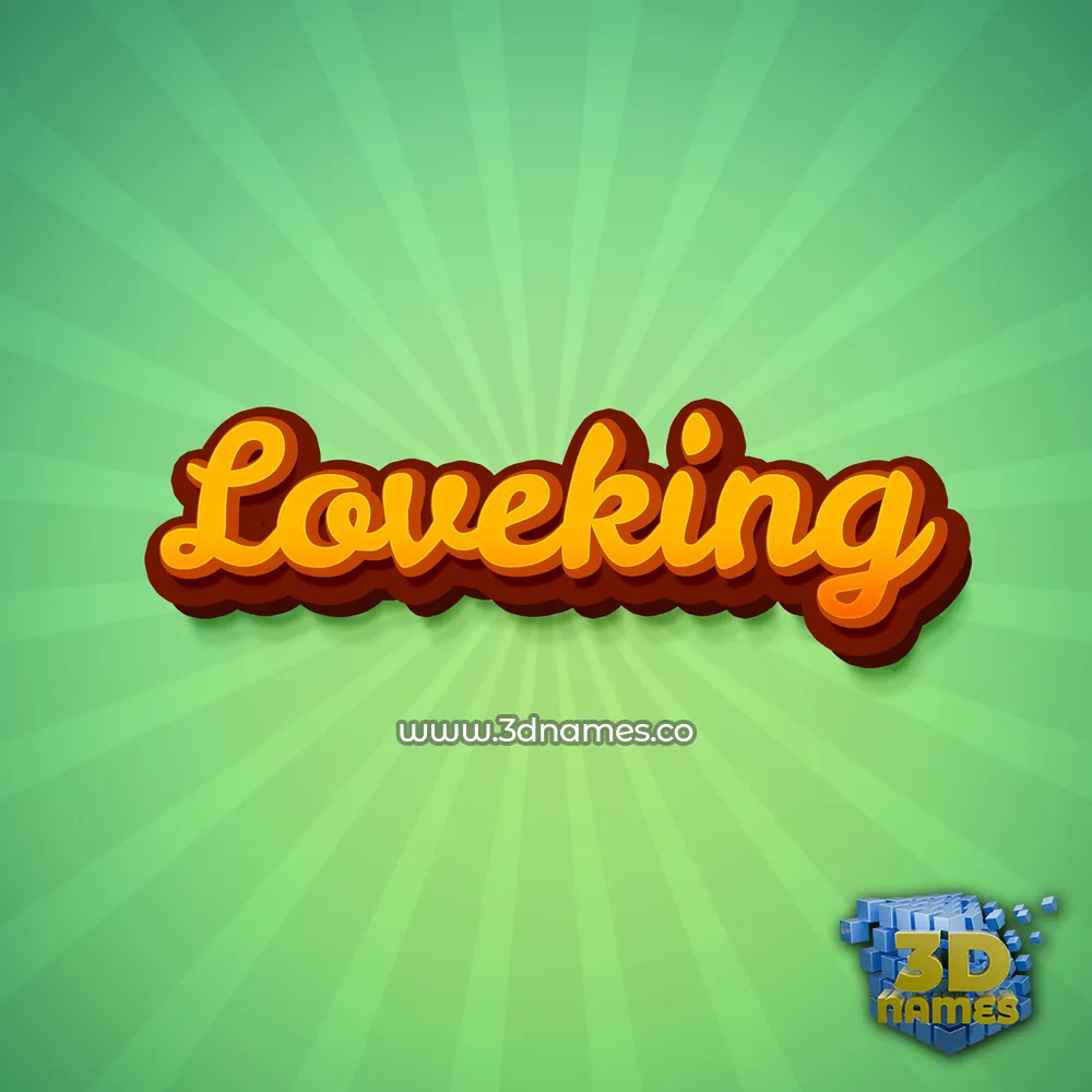 loveking in Green Rays style - 3D name wallpaper