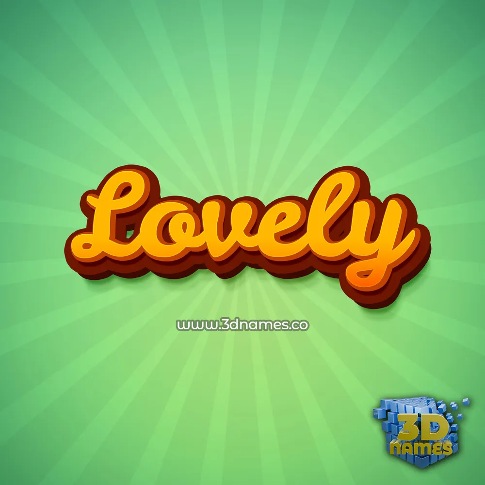 lovely in Green Rays style - 3D name wallpaper