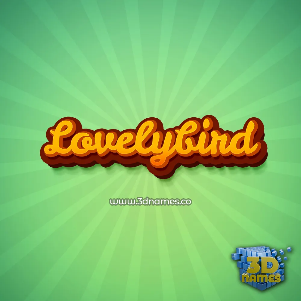 lovelybird in Green Rays style - 3D name wallpaper