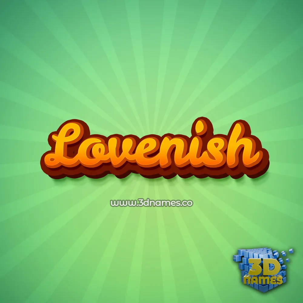 lovenish in Green Rays style - 3D name wallpaper