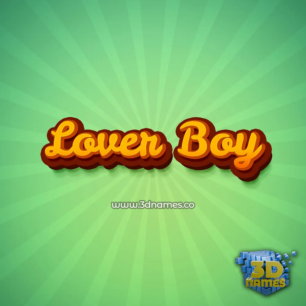 lover boy in Green Rays style - 3D name wallpaper