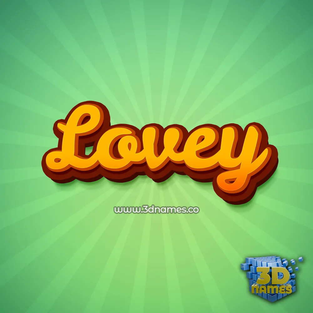lovey in Green Rays style - 3D name wallpaper