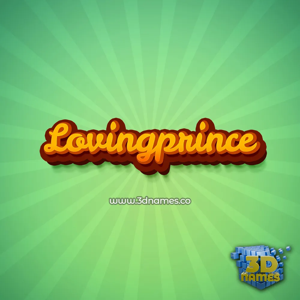 lovingprince in Green Rays style - 3D name wallpaper