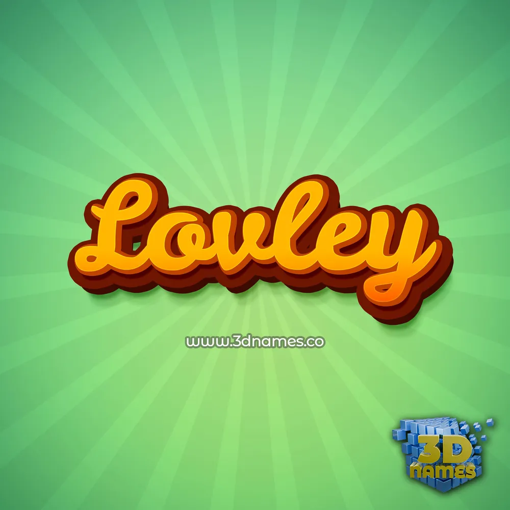 lovley in Green Rays style - 3D name wallpaper