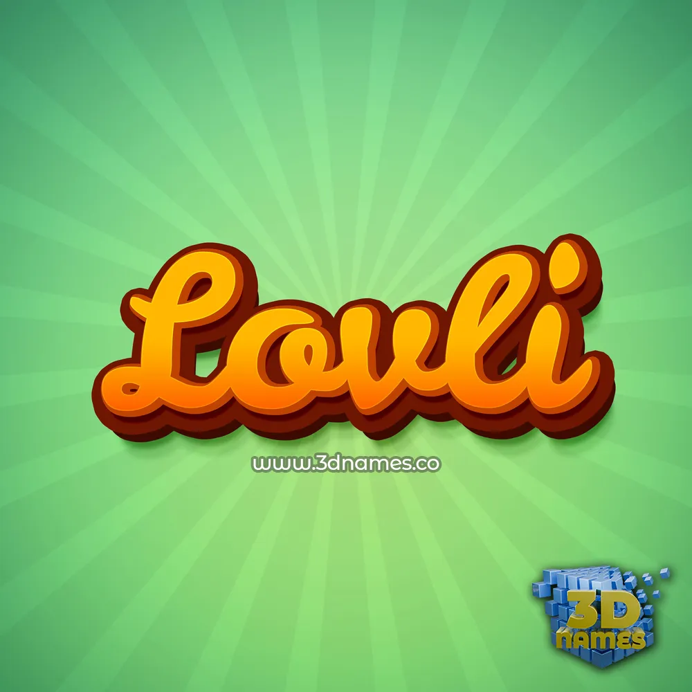 lovli in Green Rays style - 3D name wallpaper