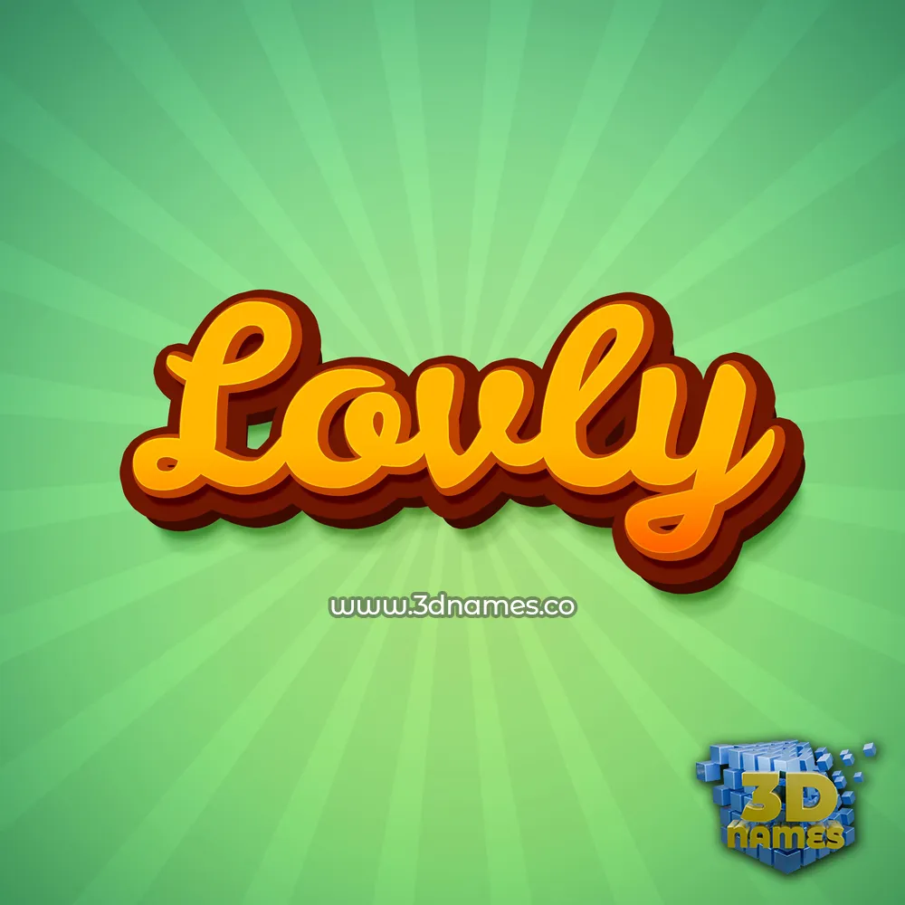 lovly in Green Rays style - 3D name wallpaper