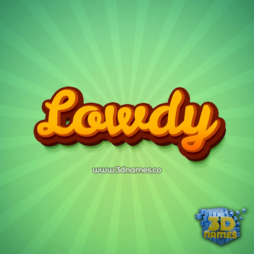 lowdy in Green Rays style - 3D name wallpaper