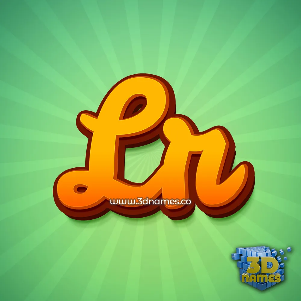 lr in Green Rays style - 3D name wallpaper