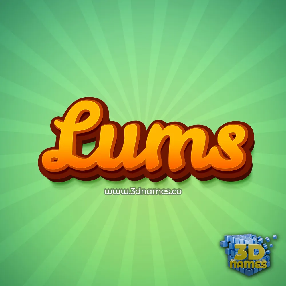 lums in Green Rays style - 3D name wallpaper