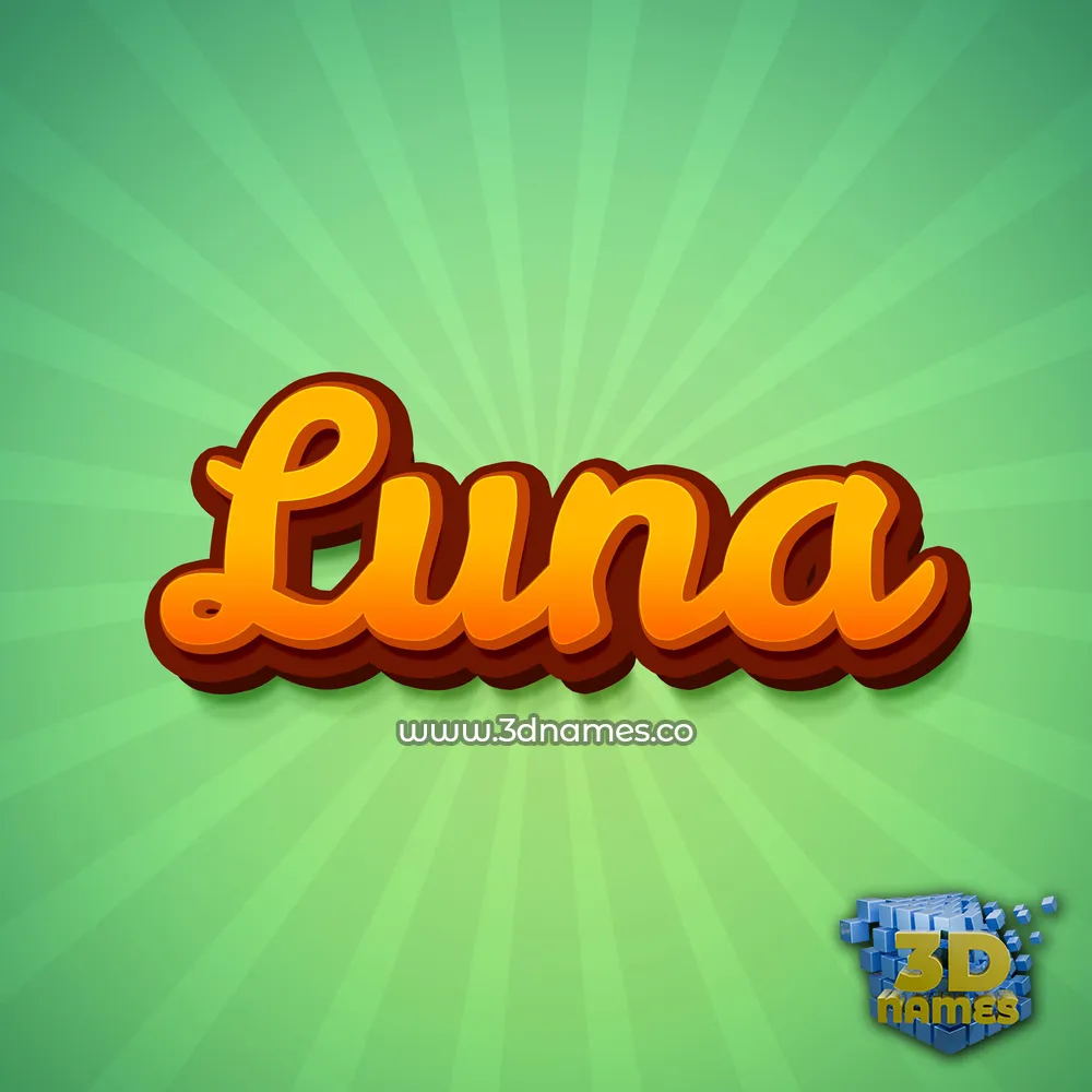 luna in Green Rays style - 3D name wallpaper
