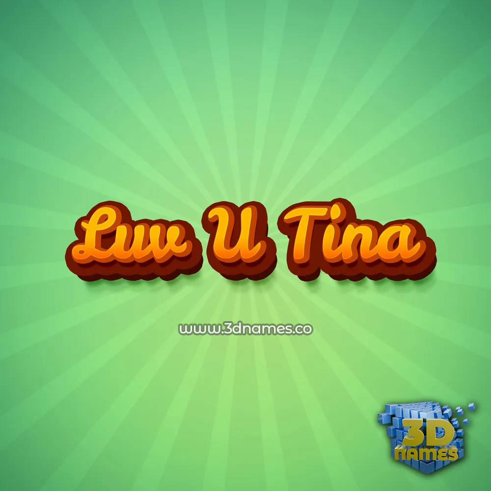 luv u tina in Green Rays style - 3D name wallpaper