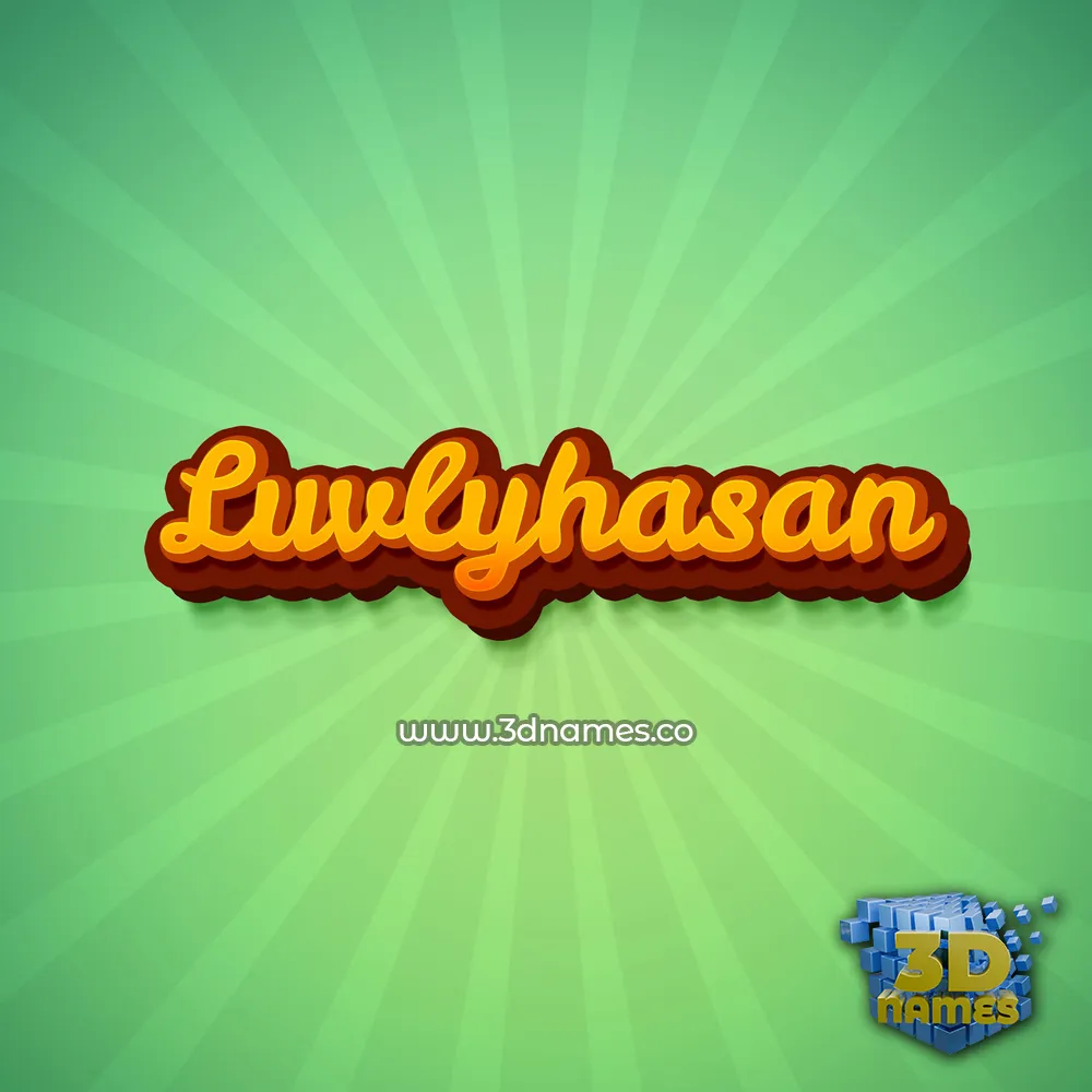 luvlyhasan in Green Rays style - 3D name wallpaper