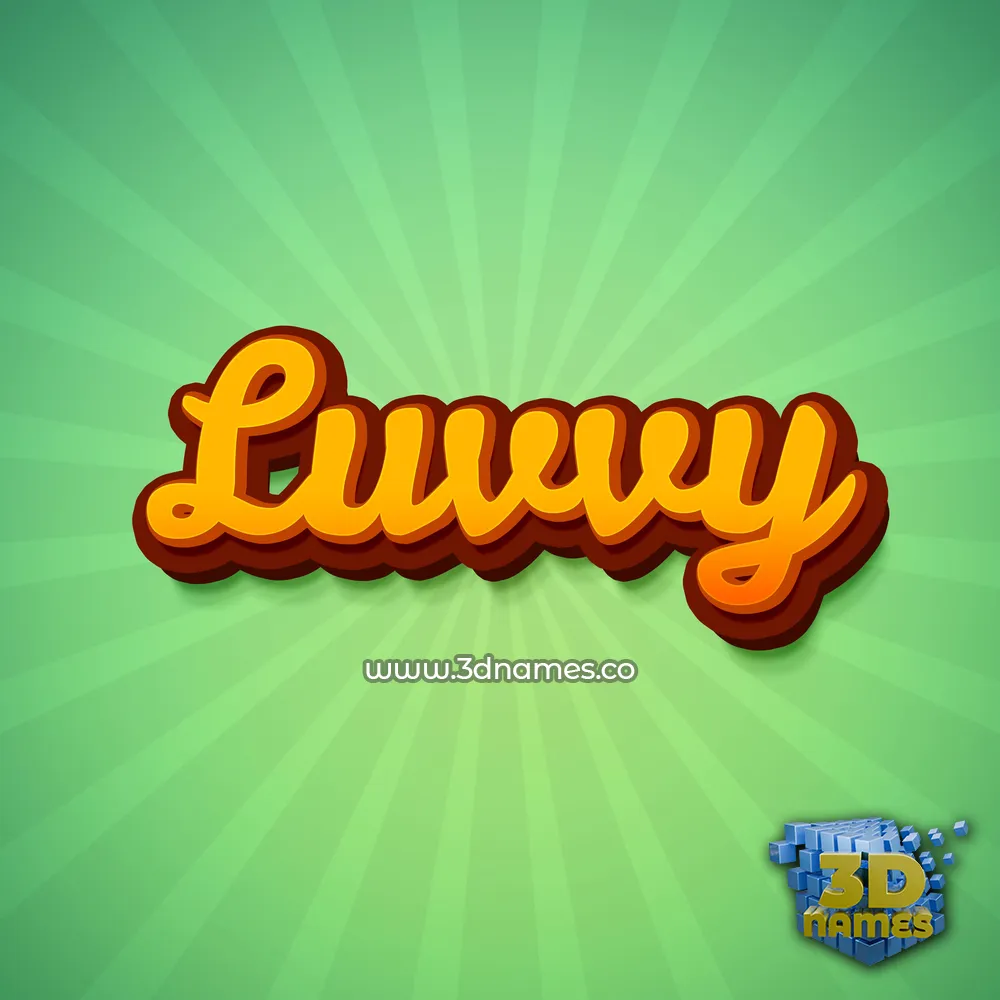 luvvy in Green Rays style - 3D name wallpaper