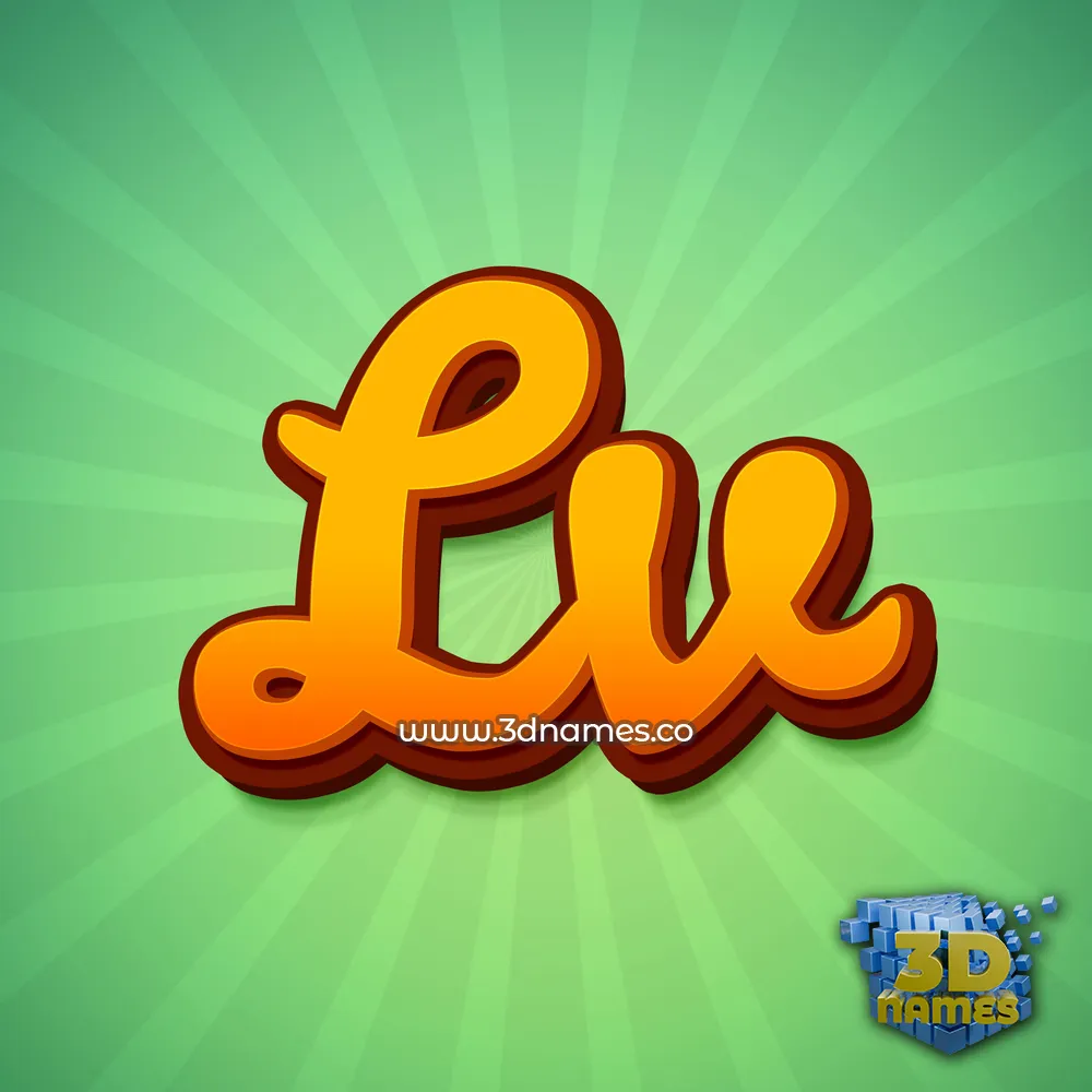 lv in Green Rays style - 3D name wallpaper