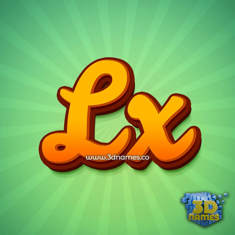 lx in Green Rays style - 3D name wallpaper