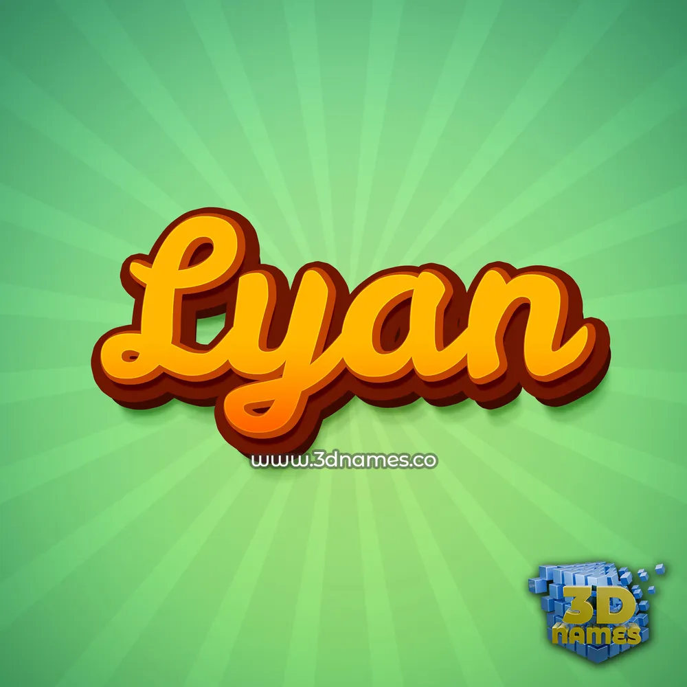 lyan in Green Rays style - 3D name wallpaper