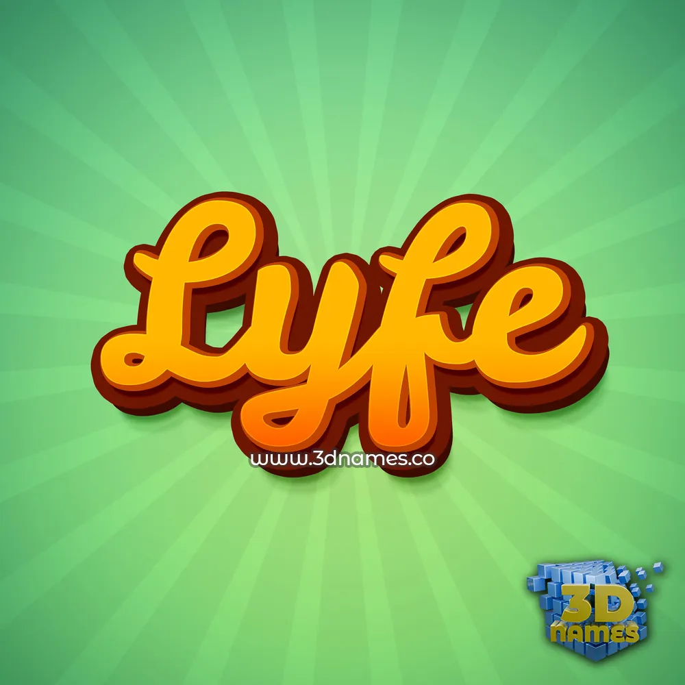lyfe in Green Rays style - 3D name wallpaper
