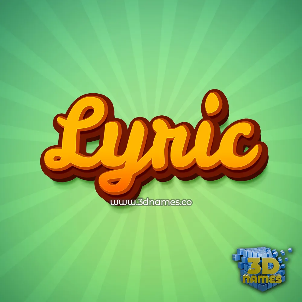lyric in Green Rays style - 3D name wallpaper