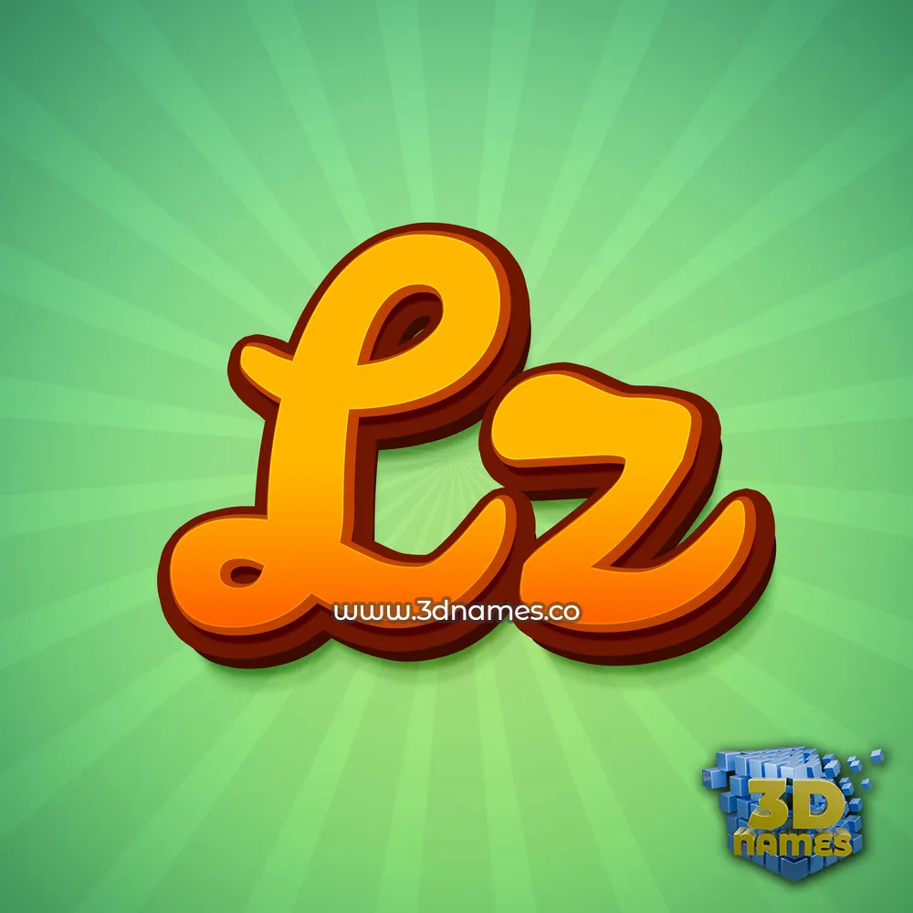 lz in Green Rays style - 3D name wallpaper