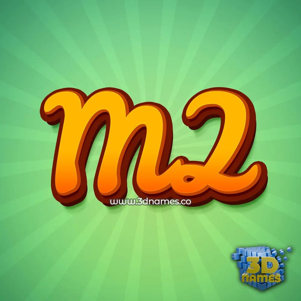 m2 in Green Rays style - 3D name wallpaper