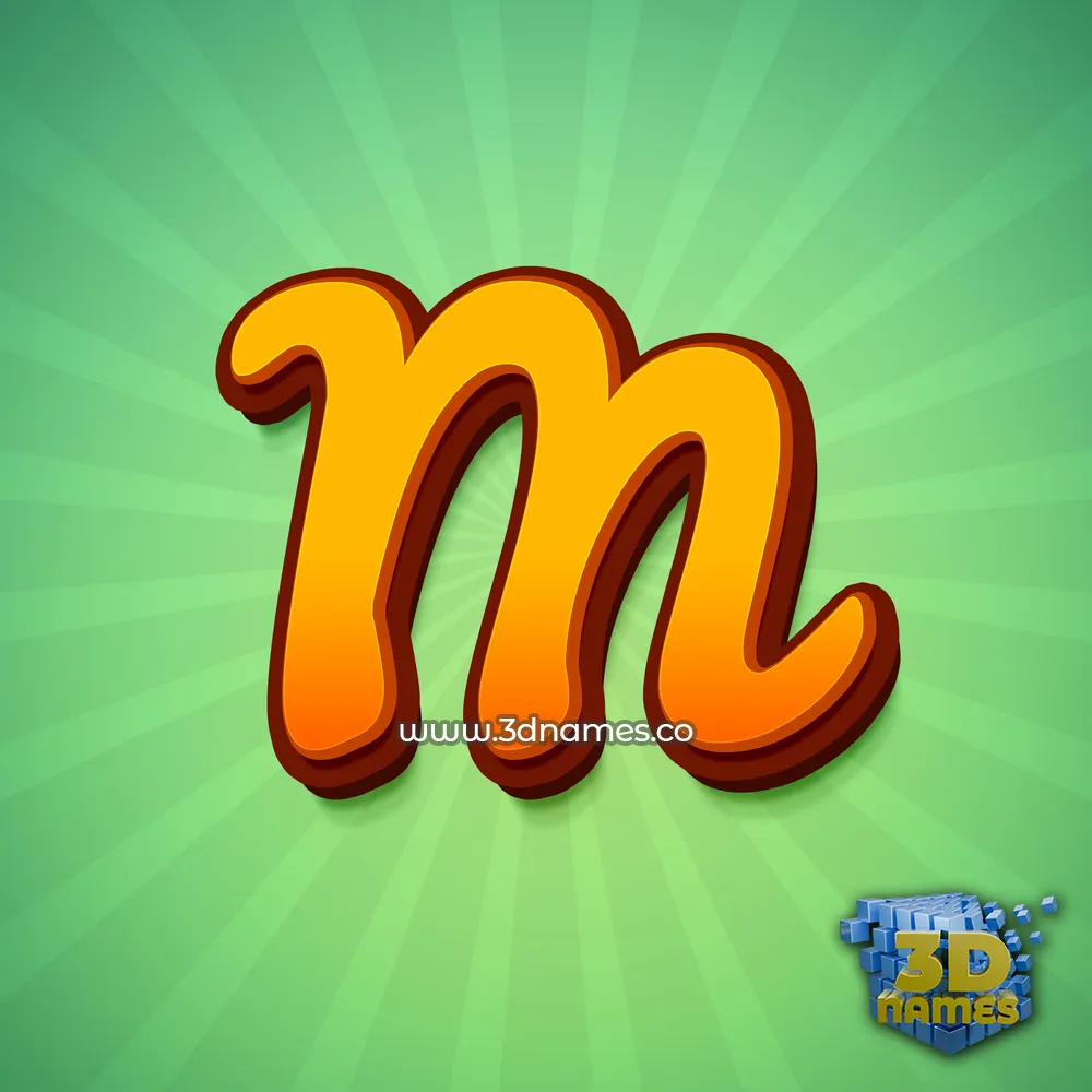 m in Green Rays style - 3D name wallpaper