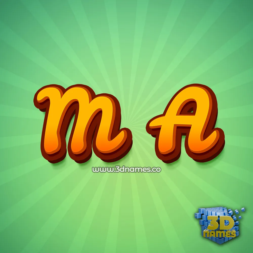 m a in Green Rays style - 3D name wallpaper