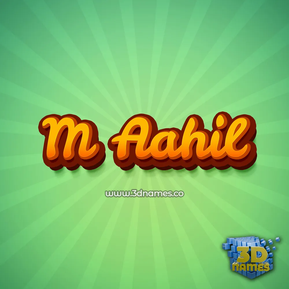 m aahil in Green Rays style - 3D name wallpaper
