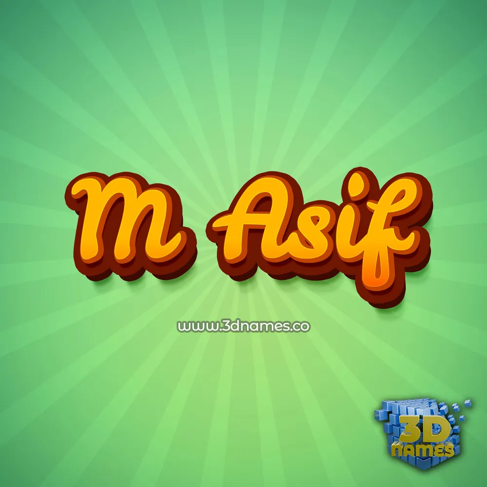 m asif in Green Rays style - 3D name wallpaper