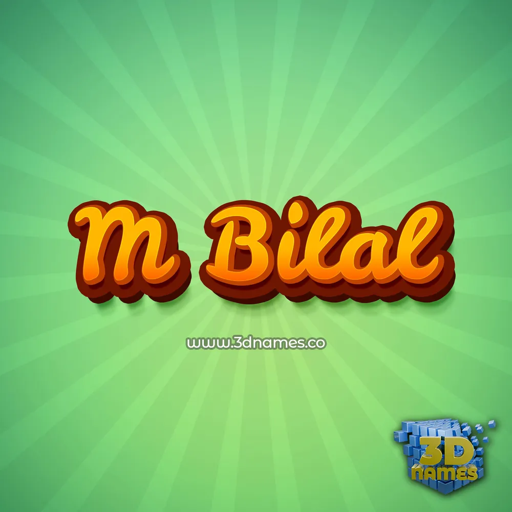 m bilal in Green Rays style - 3D name wallpaper