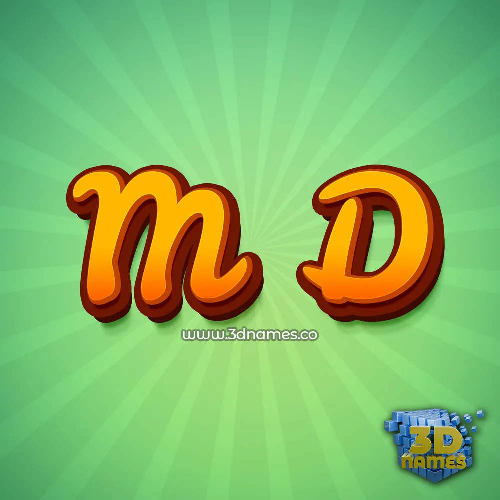 m d in Green Rays style - 3D name wallpaper