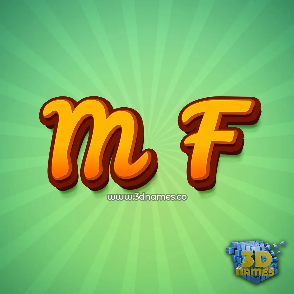 m f in Green Rays style - 3D name wallpaper
