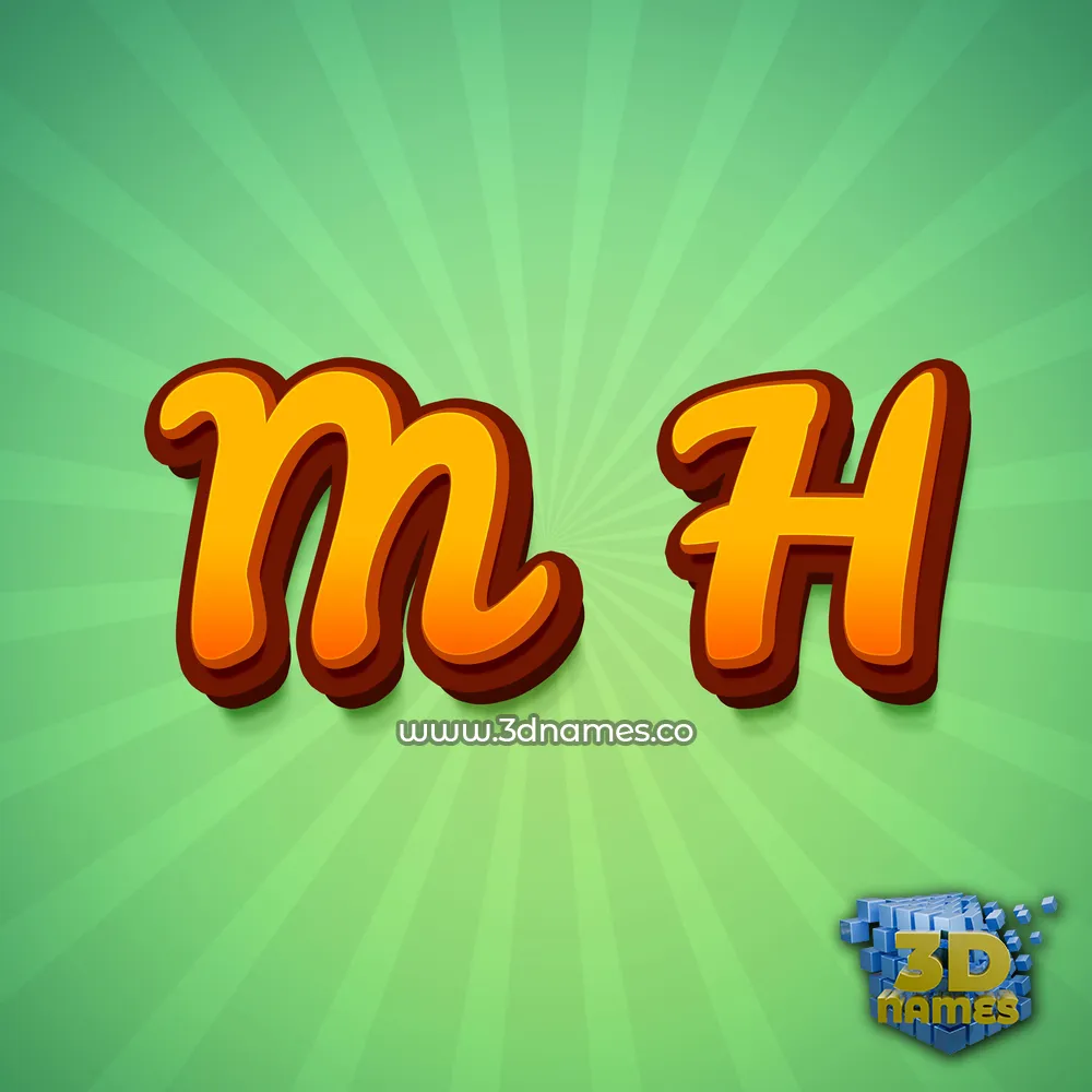 m h in Green Rays style - 3D name wallpaper