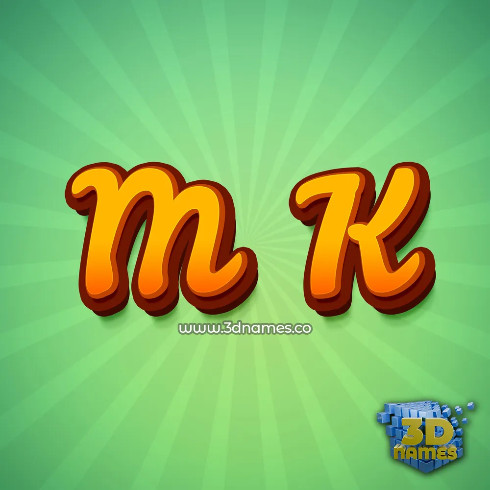 m k in Green Rays style - 3D name wallpaper