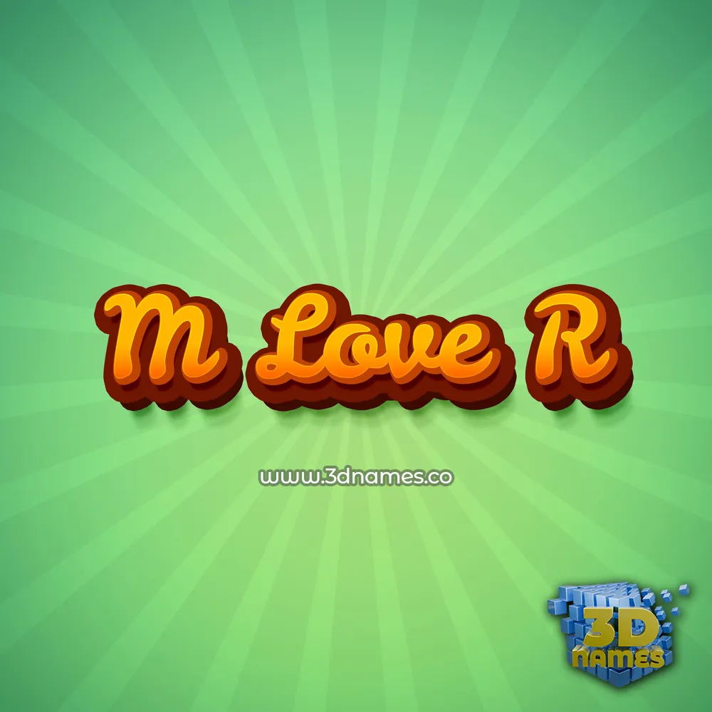 m love r in Green Rays style - 3D name wallpaper
