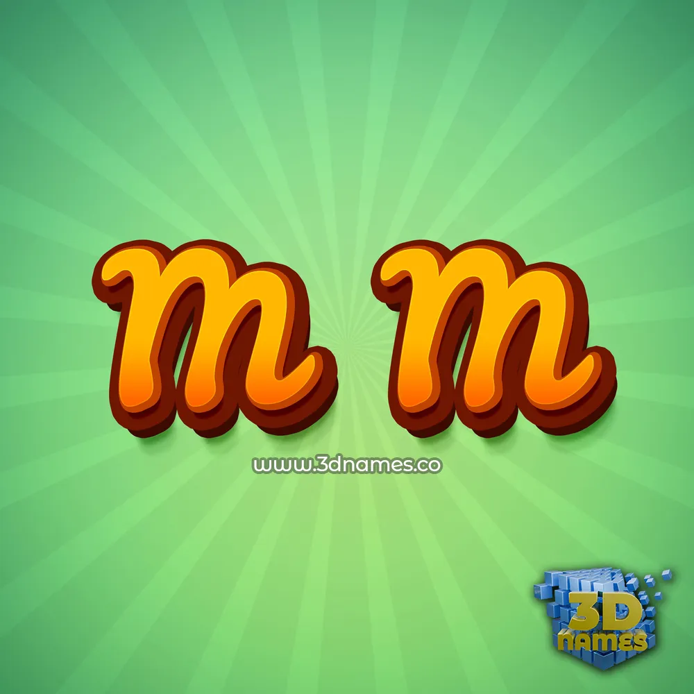 m m in Green Rays style - 3D name wallpaper