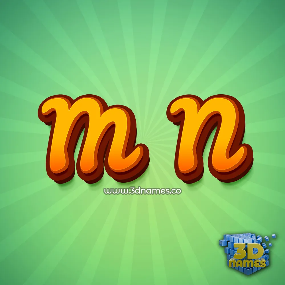 m n in Green Rays style - 3D name wallpaper