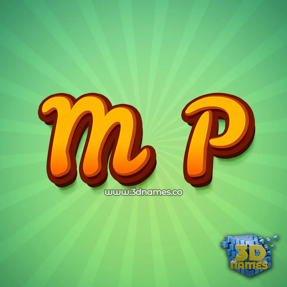 m p in Green Rays style - 3D name wallpaper