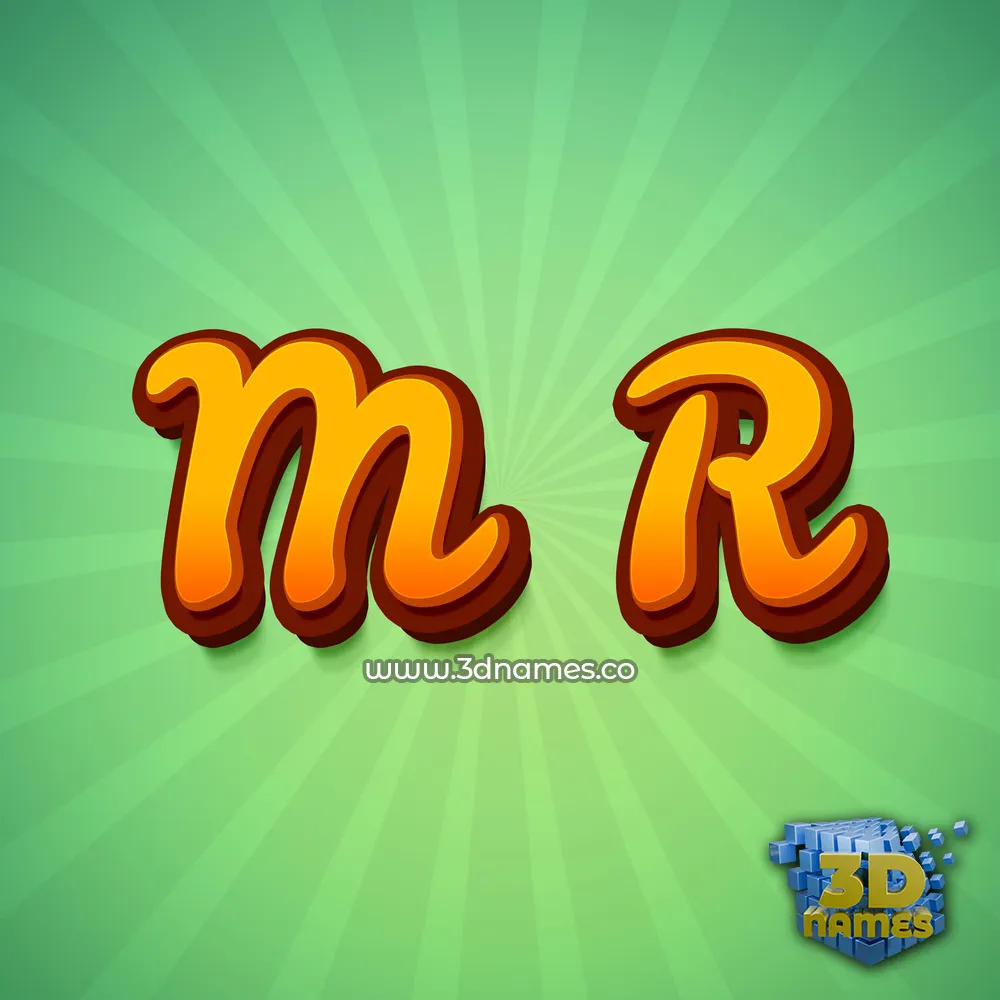 m r in Green Rays style - 3D name wallpaper