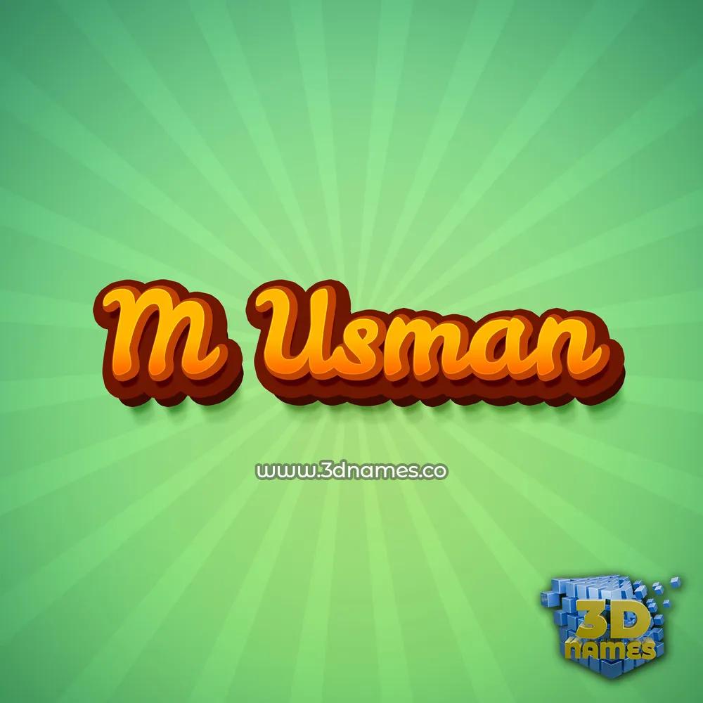 m usman in Green Rays style - 3D name wallpaper