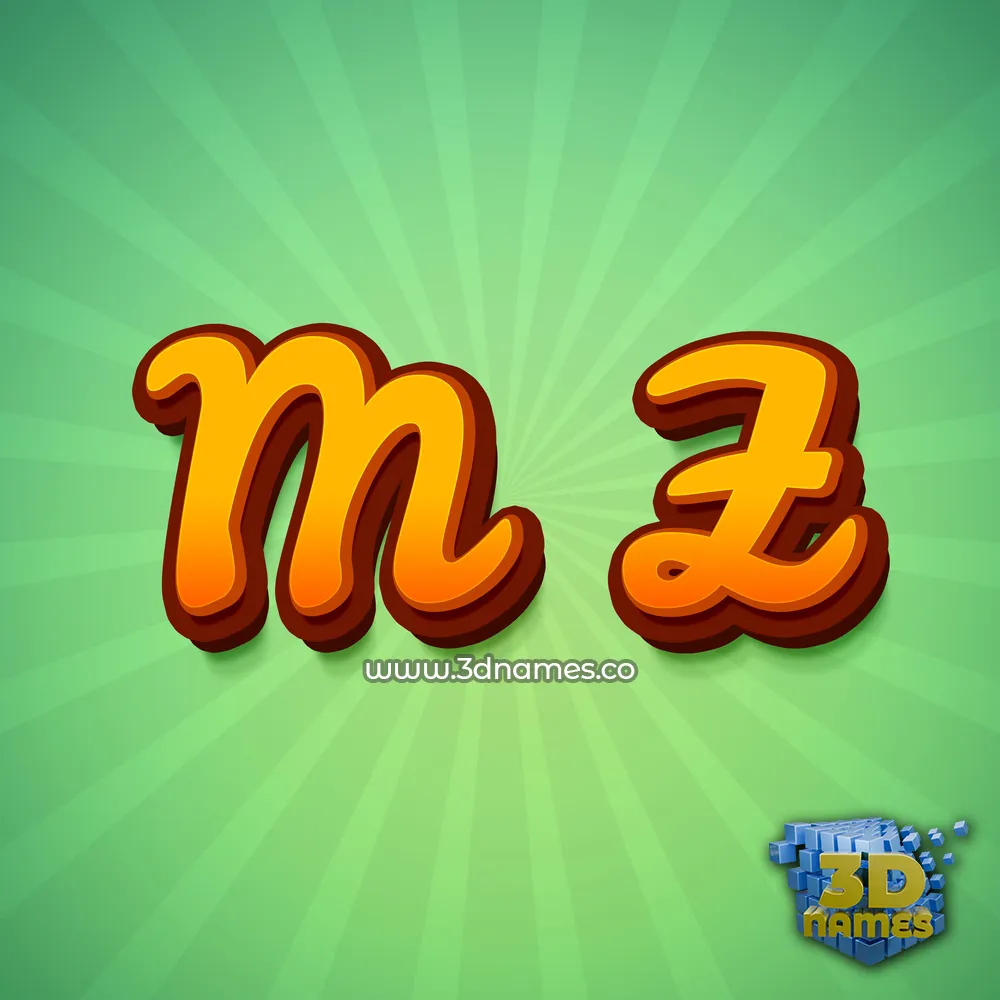 m z in Green Rays style - 3D name wallpaper