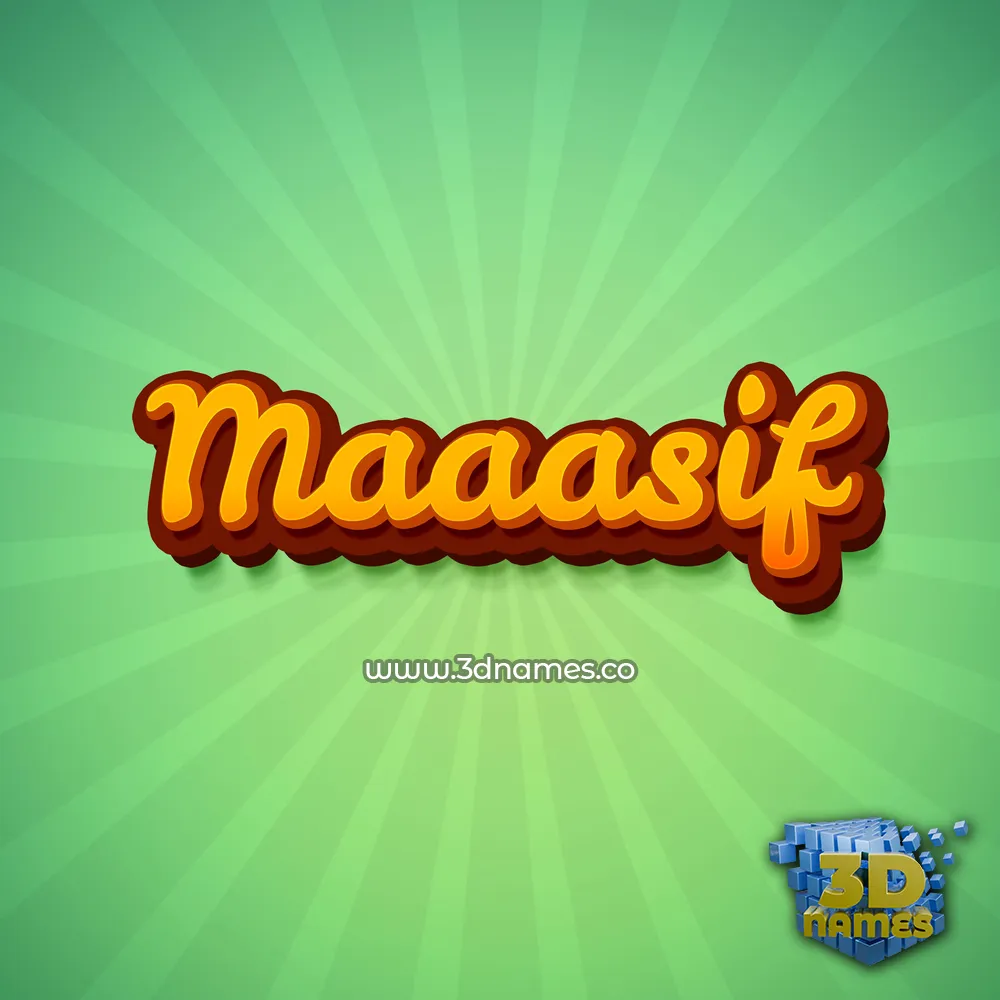 maaasif in Green Rays style - 3D name wallpaper