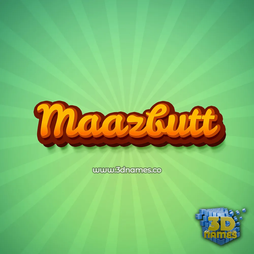 maazbutt in Green Rays style - 3D name wallpaper
