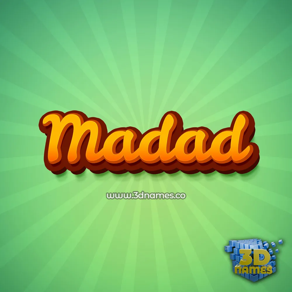 madad in Green Rays style - 3D name wallpaper