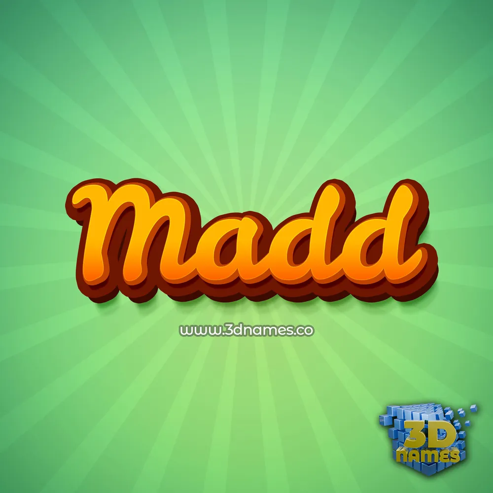 madd in Green Rays style - 3D name wallpaper